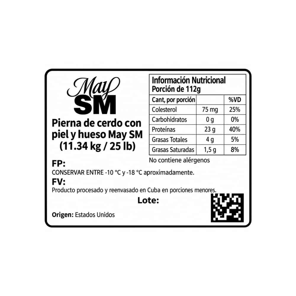 Pierna de cerdo con piel y hueso May SM (11.34 kg / 25 lb) - Miniatura 3