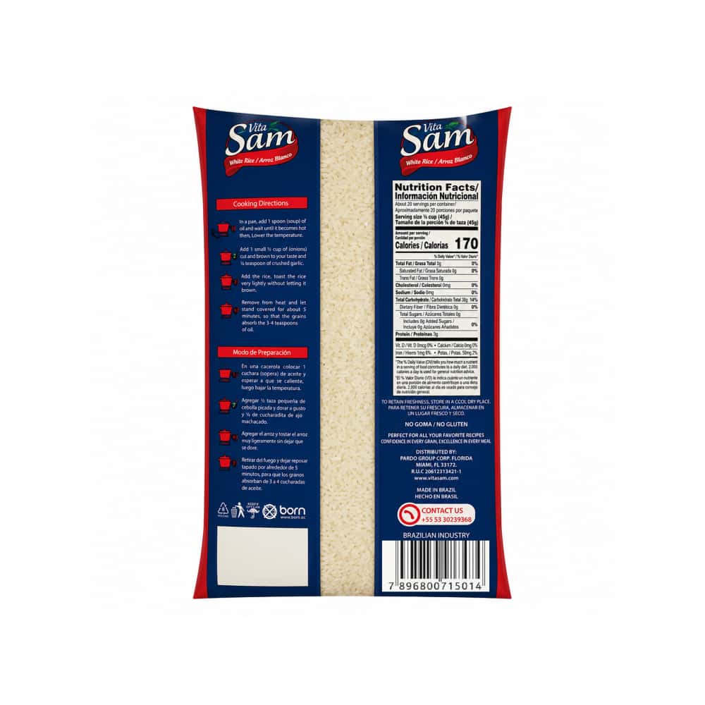 Arroz blanco grano largo Uncle Sam (1 kg / 2.2 lb) - Miniatura 2