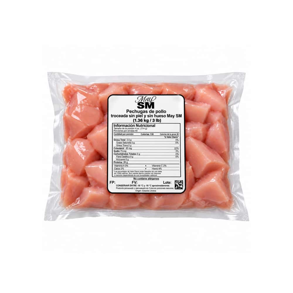 Pechugas de pollo troceadas sin piel y sin hueso May SM (1.36 kg / 3 lb) - Miniatura 1
