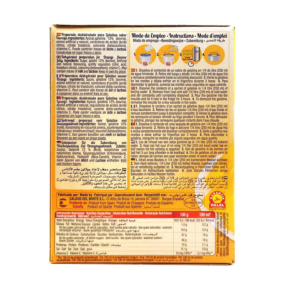 Gelatina sabor naranja Calnort (170 g / 6 oz) - Miniatura 2