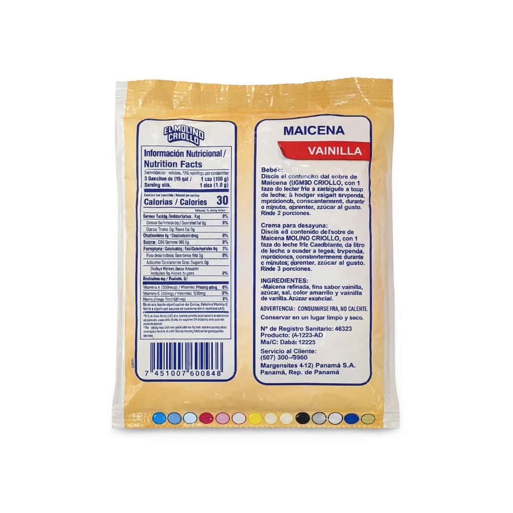 Maicena sabor vainilla El molino Criollo (4 x 50 g / 1.76 oz) - Miniatura 2
