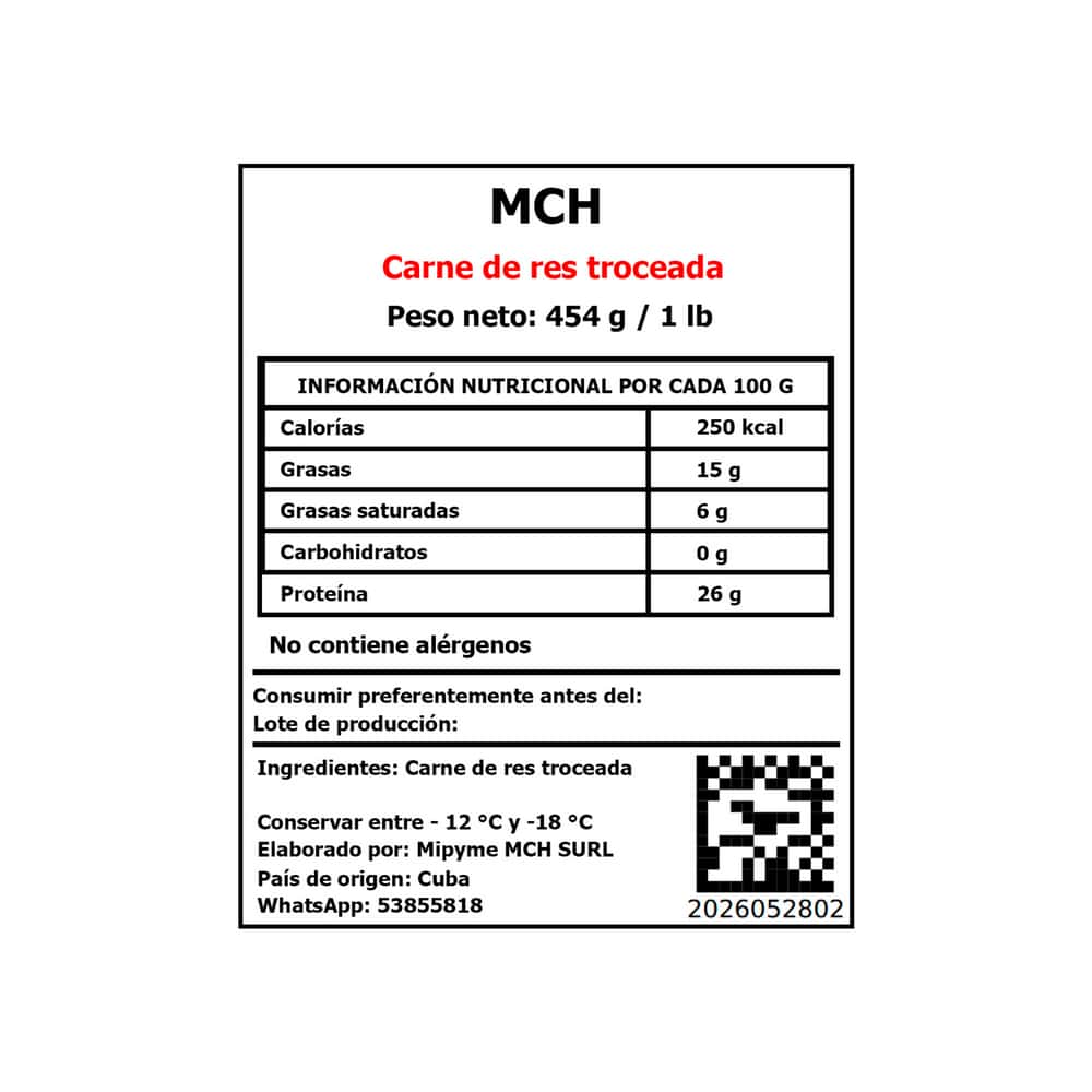 Carne de res troceada MCH (454 g / 1 lb) - Miniatura 3