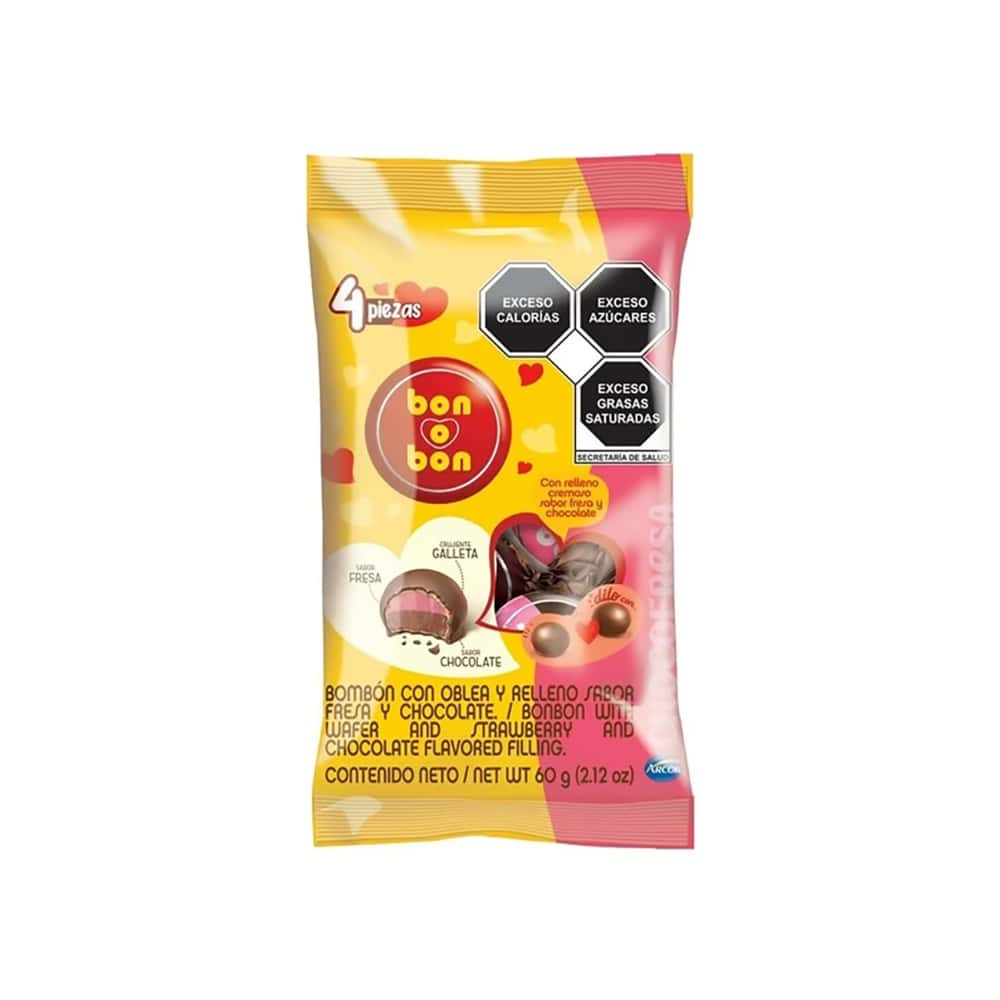 Bombón con oblea y relleno sabor fresa y chocolate Arcor (60 g / 2.12 oz) - Miniatura 3