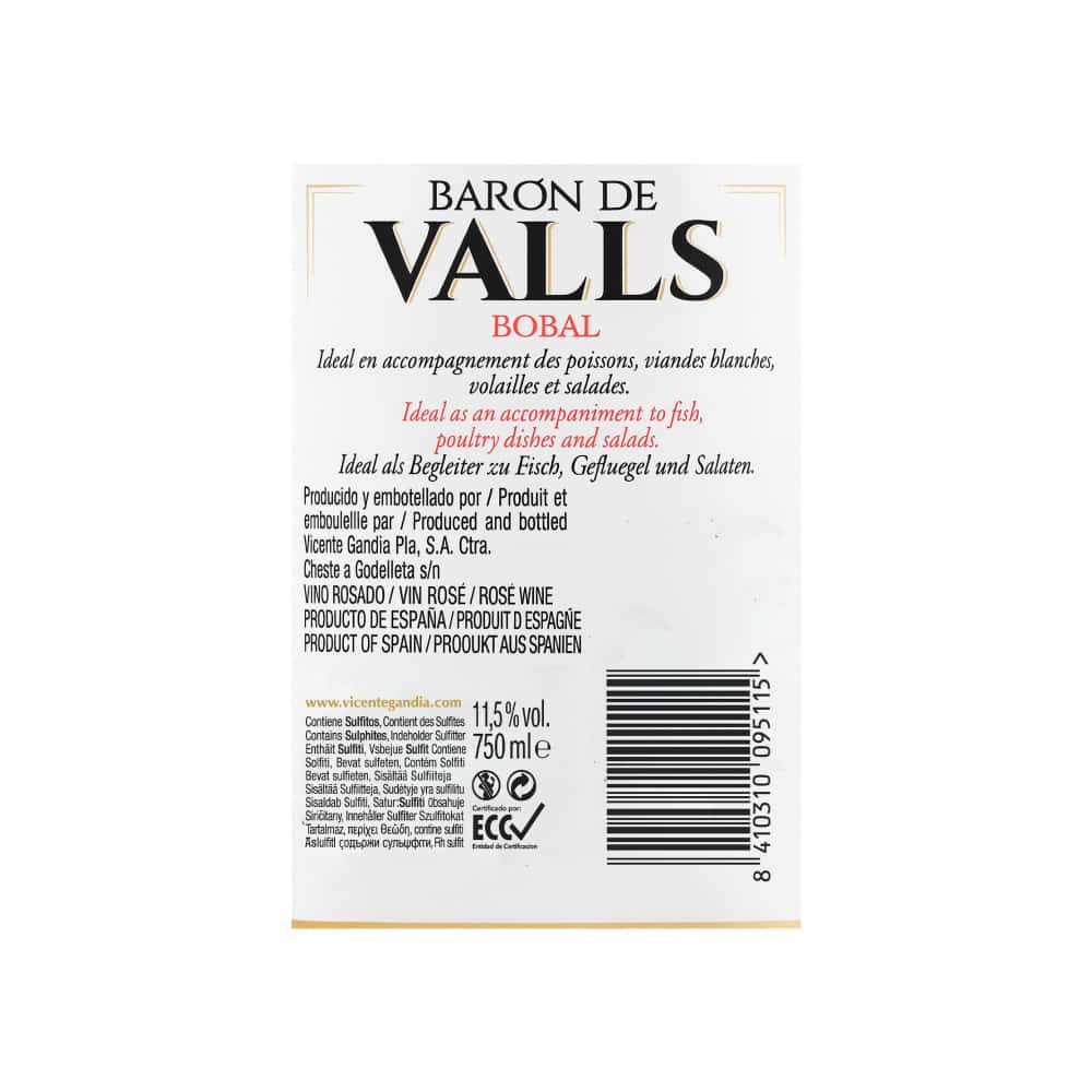 Vino rosado bobal Barón de Valls (750 ml) - Miniatura 9