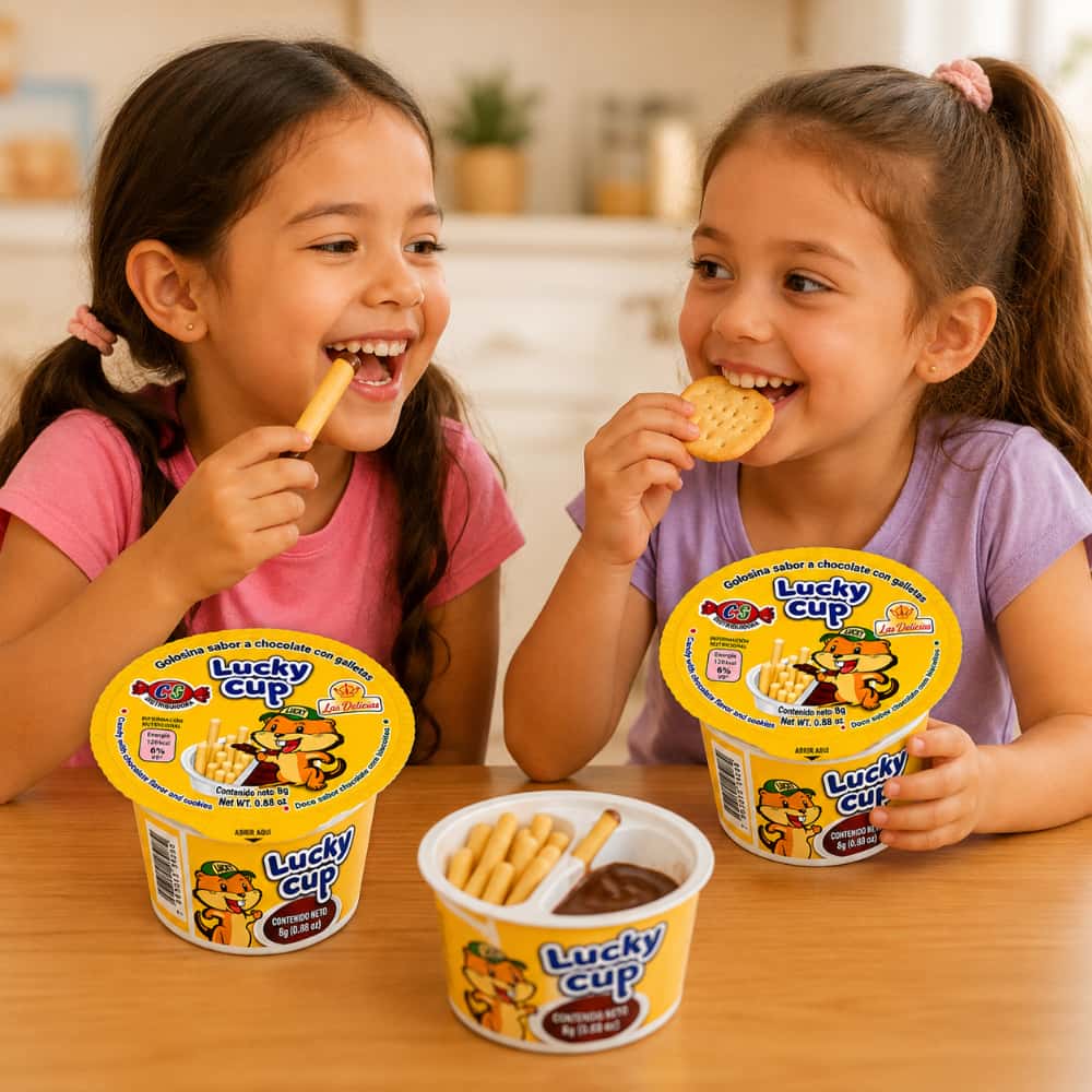 Golosina sabor a chocolate con galletas Lucky Cup (8 g) - Miniatura 3