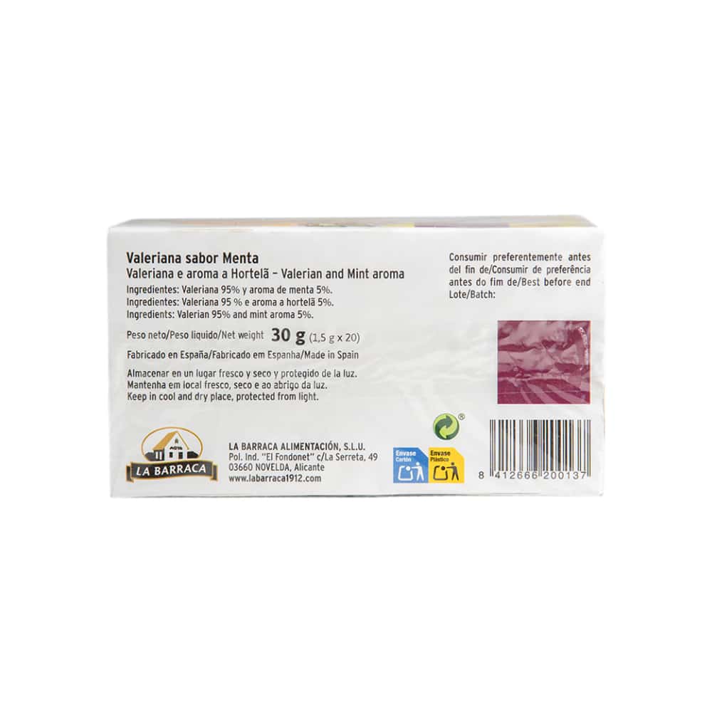 Té valeriana sabor menta La Barraca (30 g / 1.05 oz) - Miniatura 2
