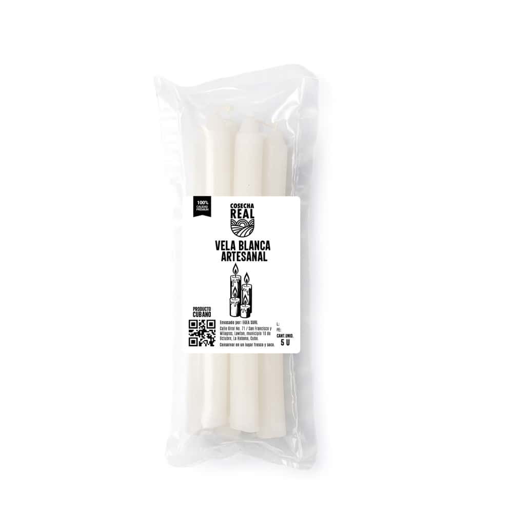 Vela blanca artesanal Cosecha Real (5 U) - Miniatura 2