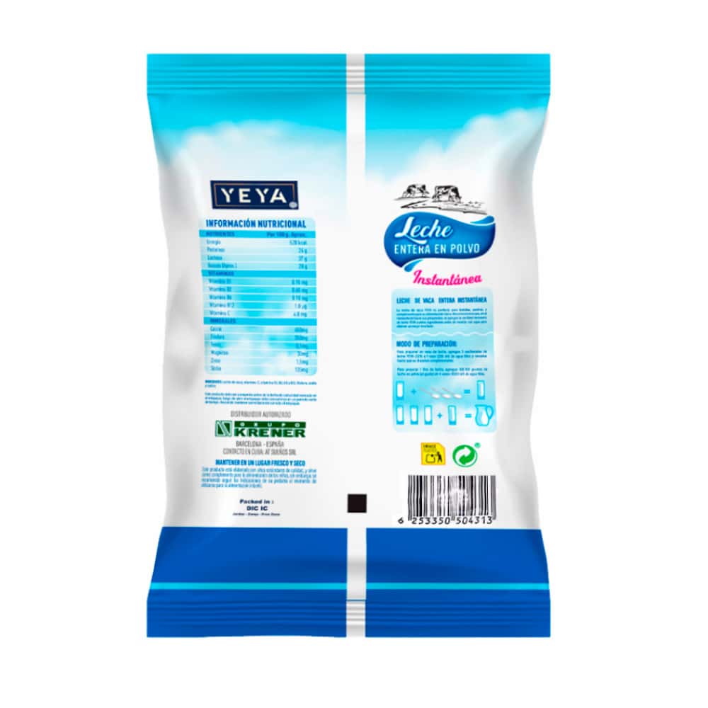 Leche entera en polvo YEYA (900 g / 1.98 lb) - Miniatura 2