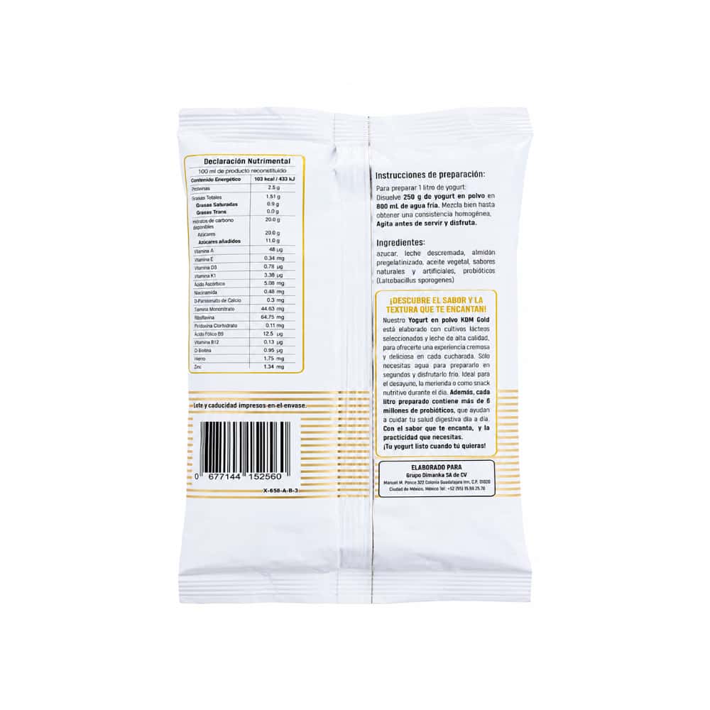 Yogurt en polvo para cucharear sabor piña KDM Gold (250 g / 8.8 oz) - Miniatura 2