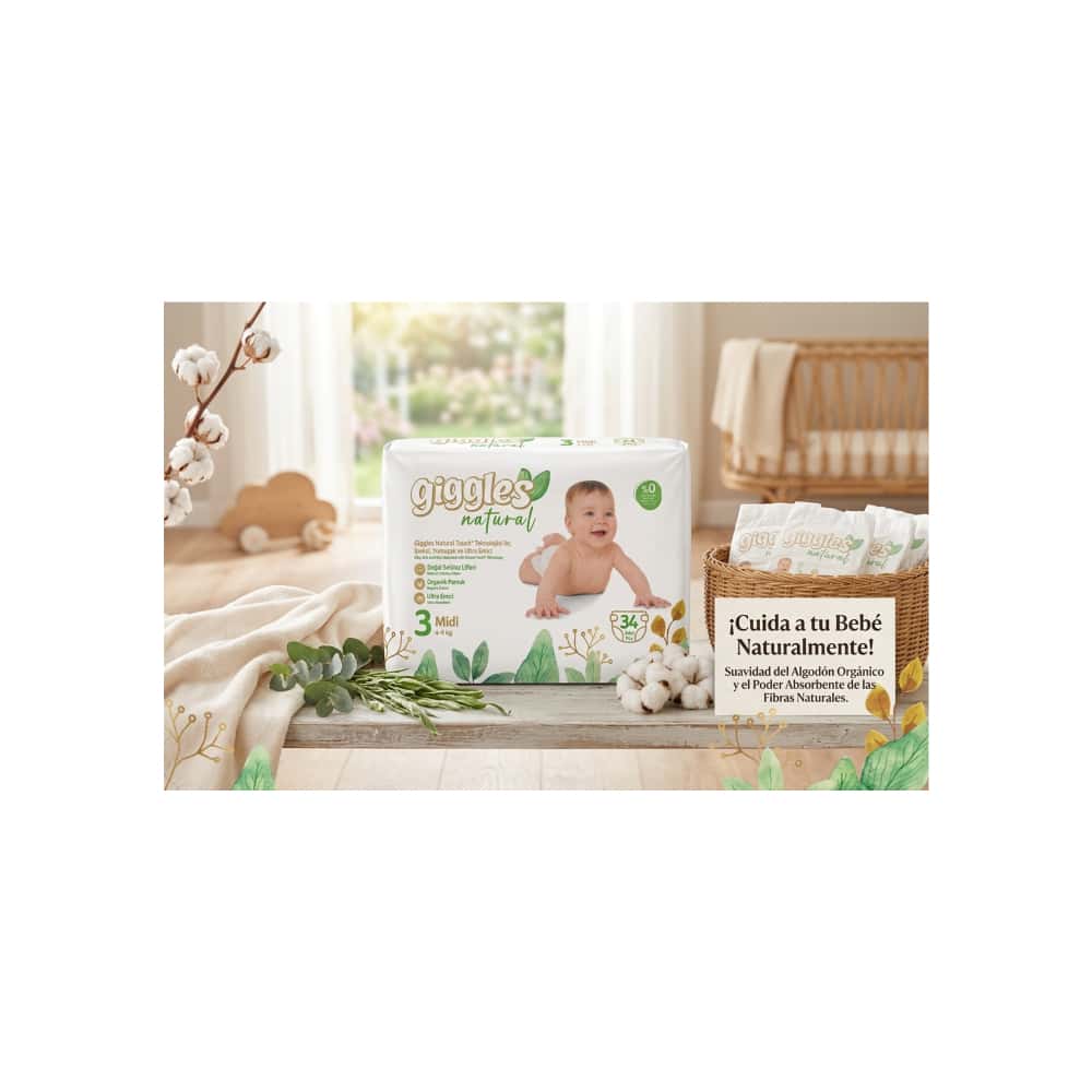 Pañales ecológicos midi talla 3 Giggles Natural (34 U) - Miniatura 5