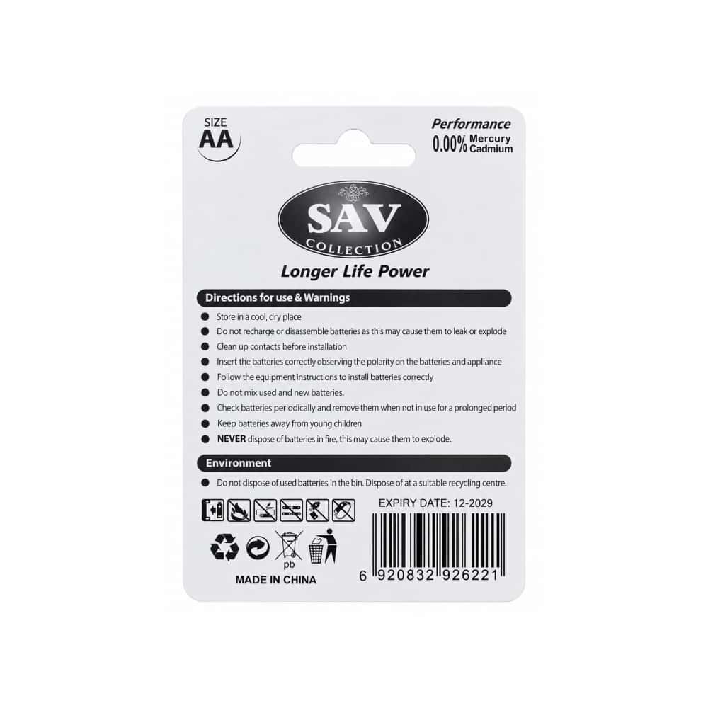 Pilas AA de larga duración y alta resistencia, 1.5V SAV Collection (4 U) - Miniatura 2