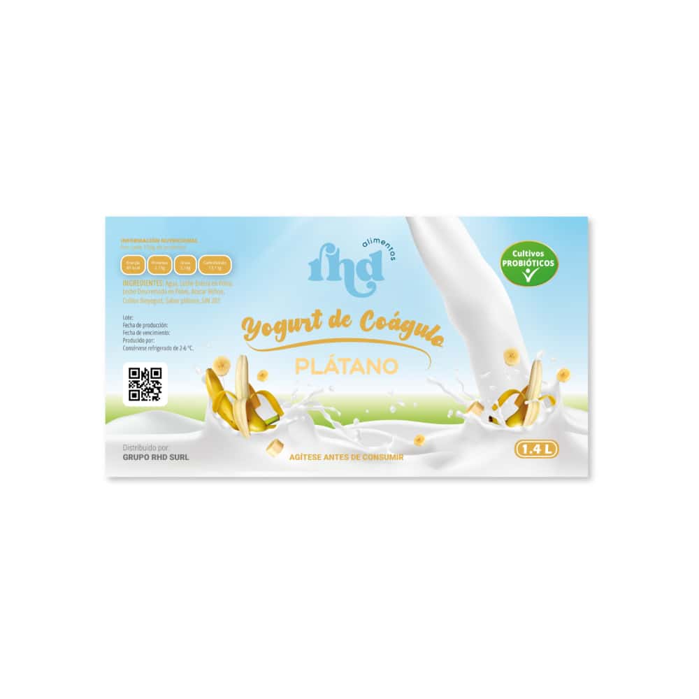 Yogurt probiótico de coágulo sabor plátano RHD (1.4 L) - Miniatura 2
