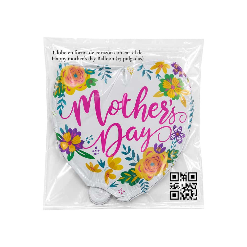 Globo en forma de corazón con cartel de Happy mother´s day Balloon (17 pulgadas) - Miniatura 3