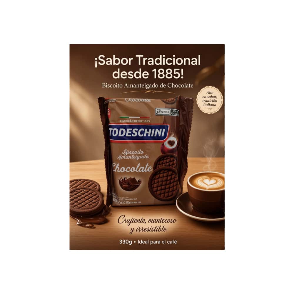 Galletas de mantequilla con sabor a chocolate Todeschini (330 g / 11.64 oz) - Miniatura 4