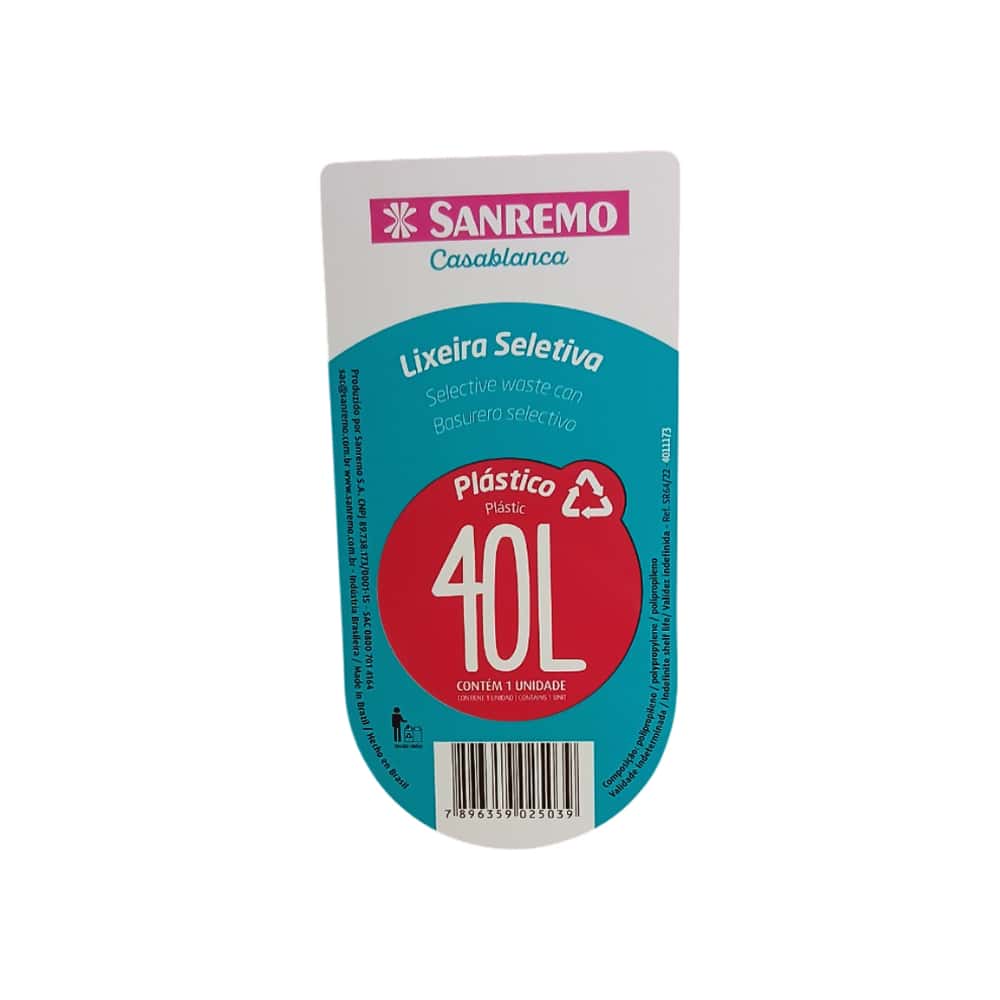 Contenedor de plástico rojo para residuos selectivos Ref: SR64/22 Sanremo 40 L - Miniatura 2