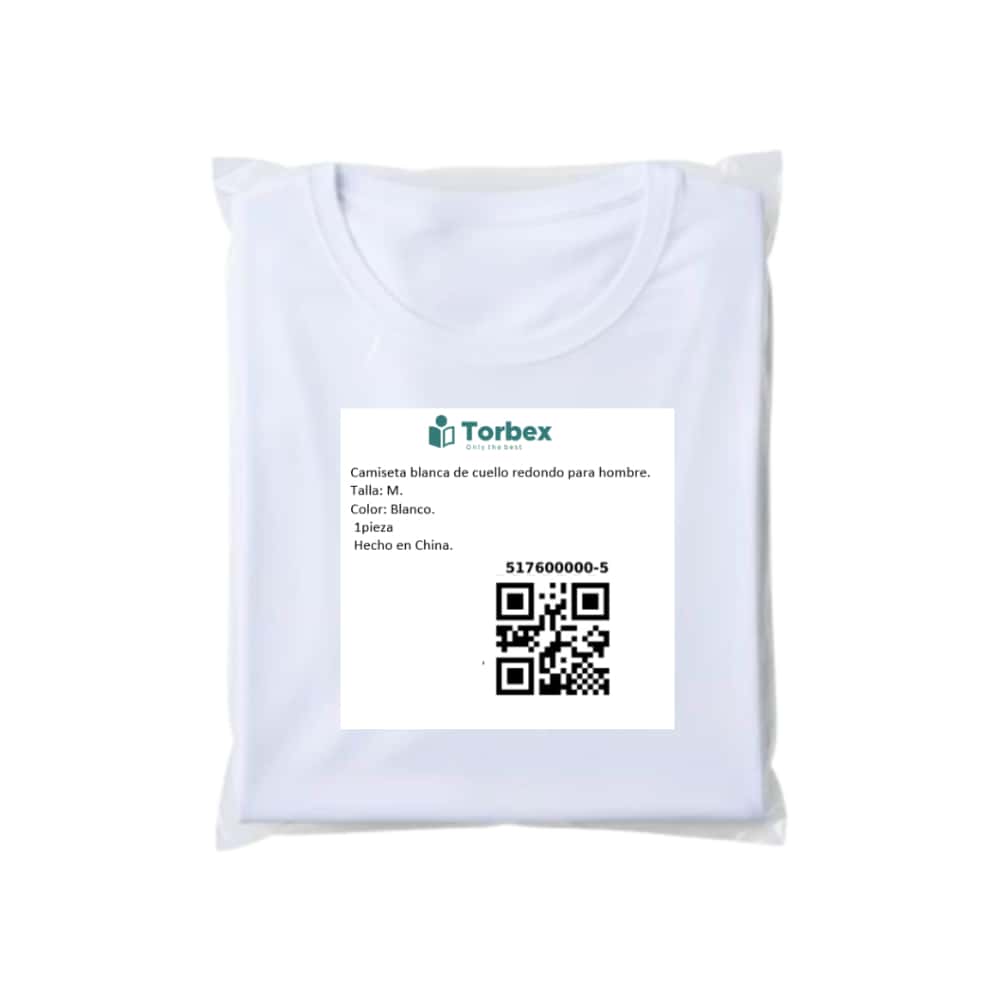 Camiseta blanca de cuello redondo para hombre Torbex (Talla M) - Miniatura 3