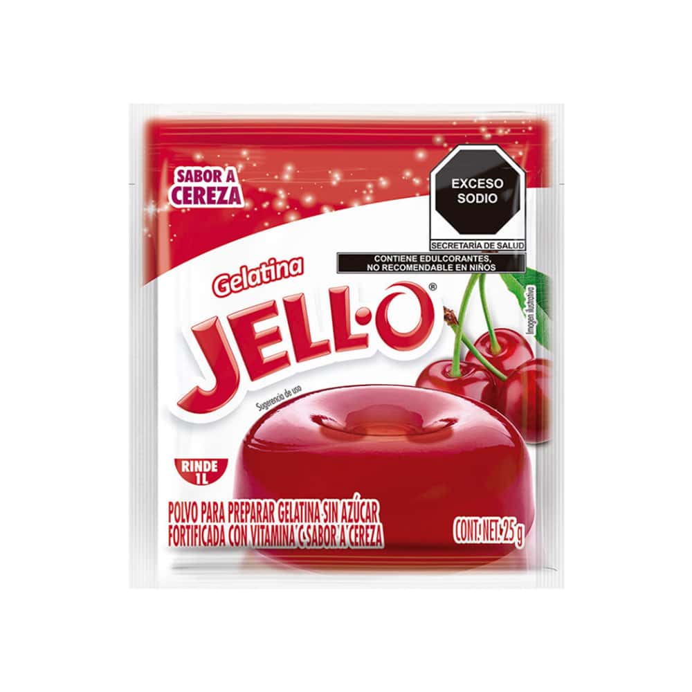 Gelatina sin azúcar fortificada con vitamina C sabor cereza Jell-O (25 g) - Miniatura 1