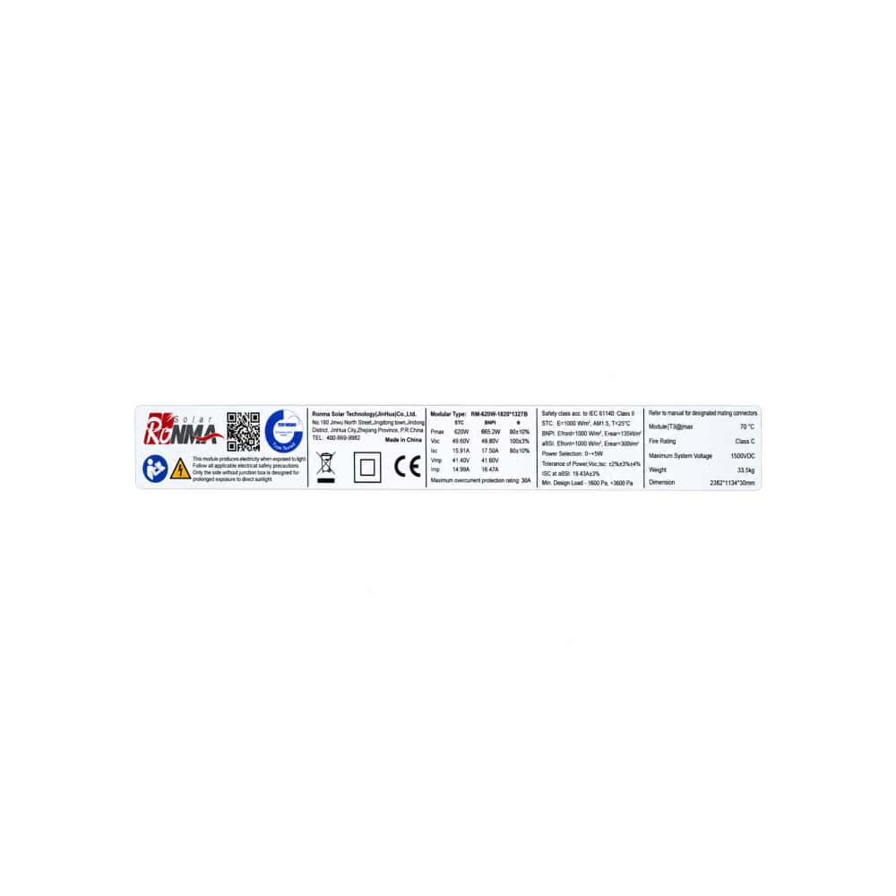 Panel Solar Bifacial 620W RONMA - Miniatura 3
