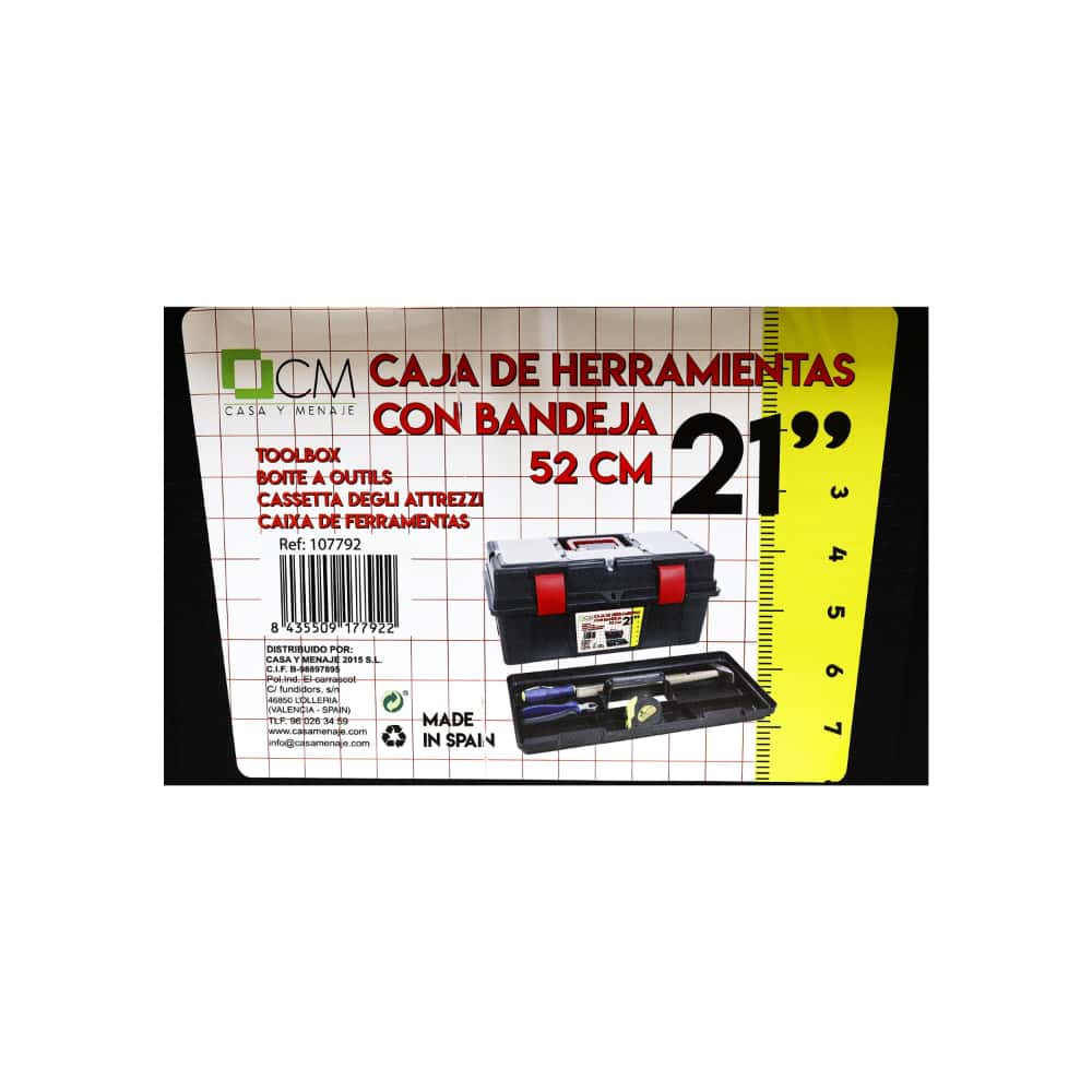 Caja de herramientas de plástico con bandeja 21" Casa y Menaje - Miniatura 3