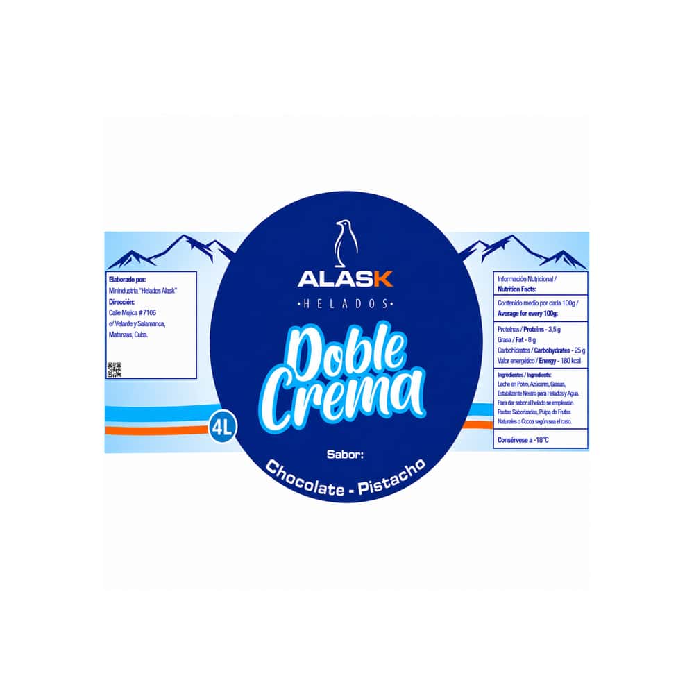 Helado doble crema sabor chocolate y pistacho Alask (4 L) - Miniatura 2