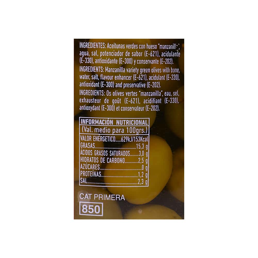 Aceitunas verdes con hueso manzanilla Gomu (800 g / 1.76 lb) - Miniatura 2
