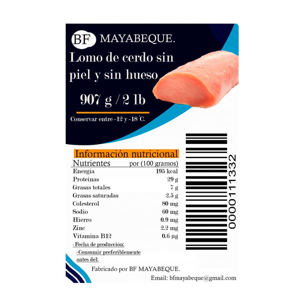 Lomo de cerdo sin piel y sin hueso BF Mayabeque (907 g / 2 lb) - Miniatura 2