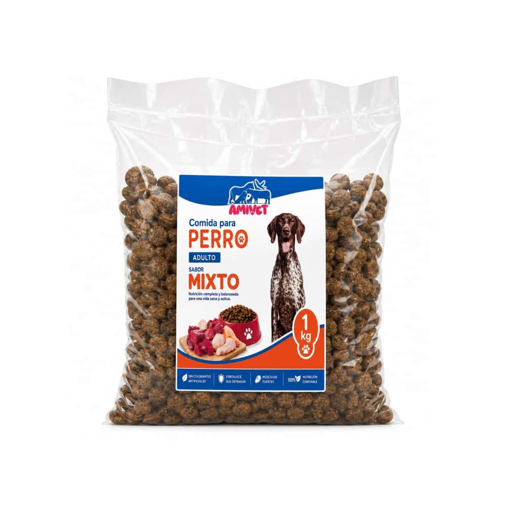 Pienso mixto para perros adultos Amivet (1kg / 2.2 lb) - Miniatura 1