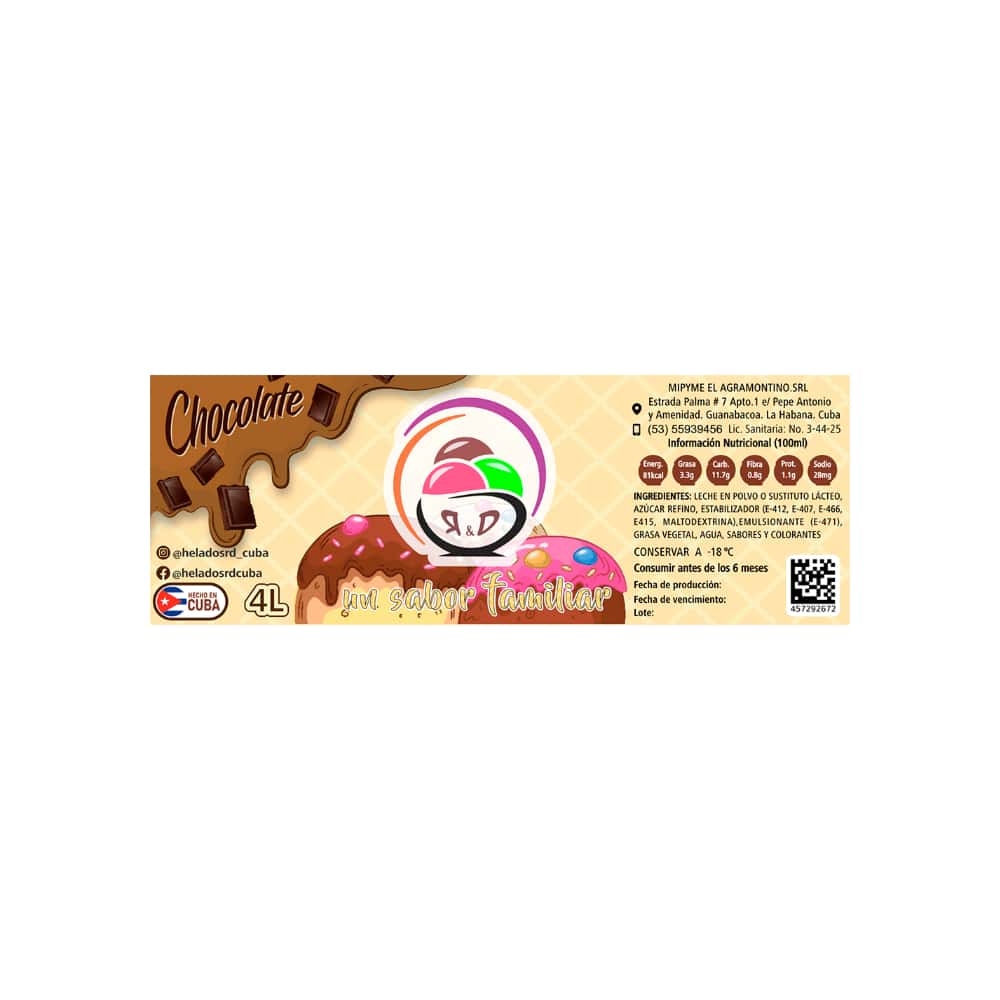 Helado sabor chocolate R&D (4 L) - Miniatura 2