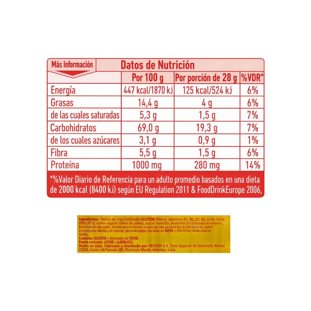 Galletas saladas con sabor a mantequilla Saltinas Nestle (252 g / 8.89 oz) - Miniatura 3