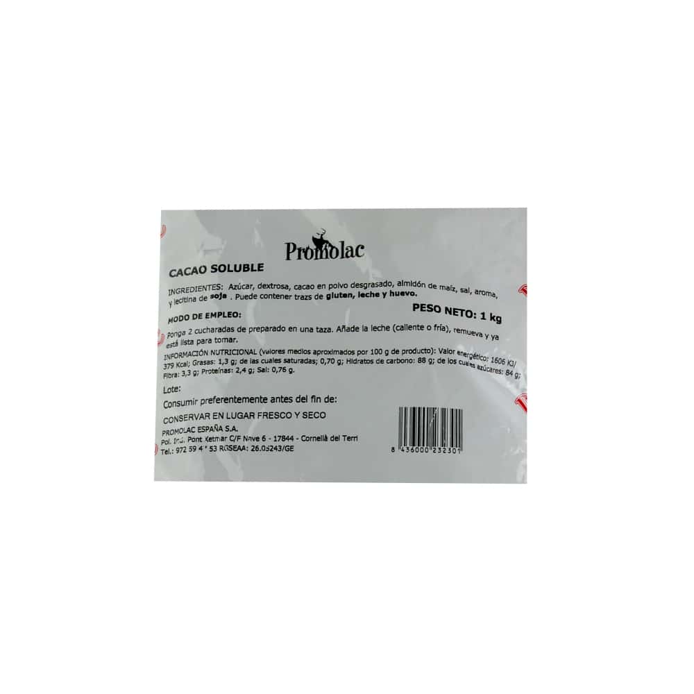 Chocolate en polvo Promolac (1 kg / 2.2 lb) - Miniatura 3