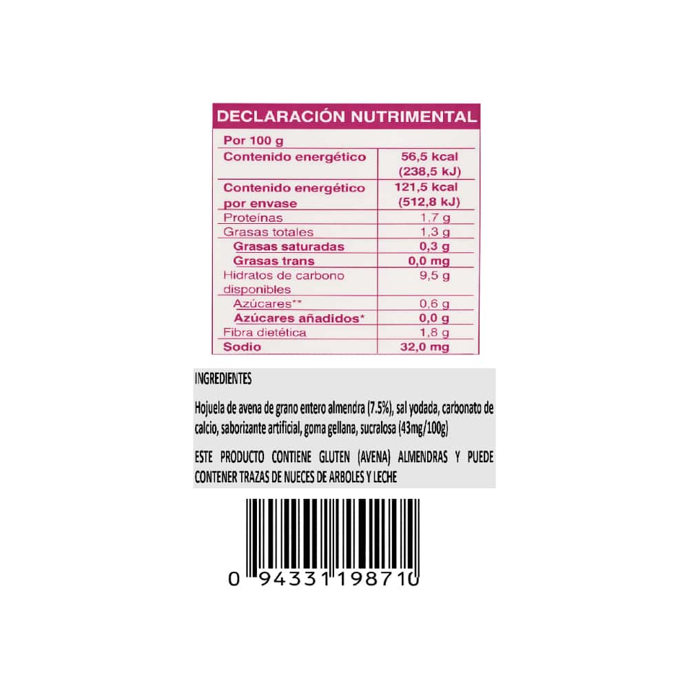 Avena integral instantánea sabor vainilla con almendras Granvita (35 g / 1.23 oz) - Miniatura 7