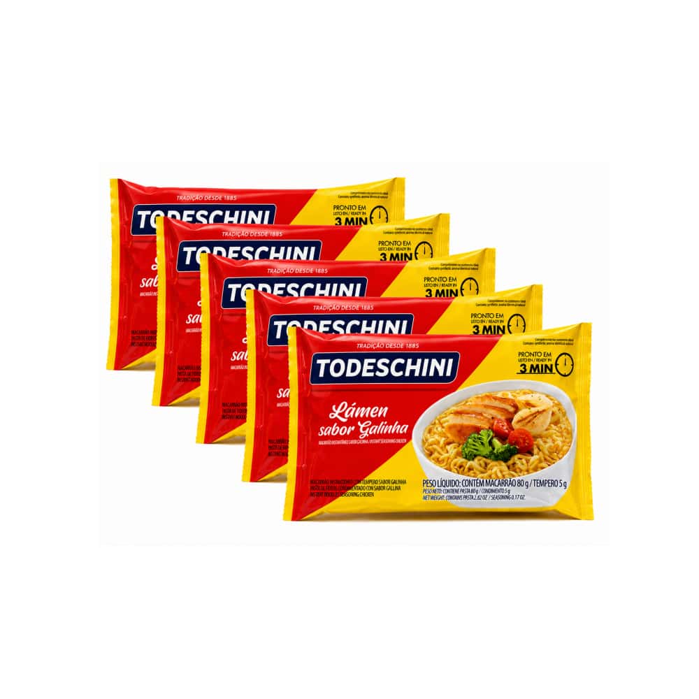 Fideos instantáneos sabor a pollo Todeschini (5 x 85 g / 2.99 oz) - Miniatura 1