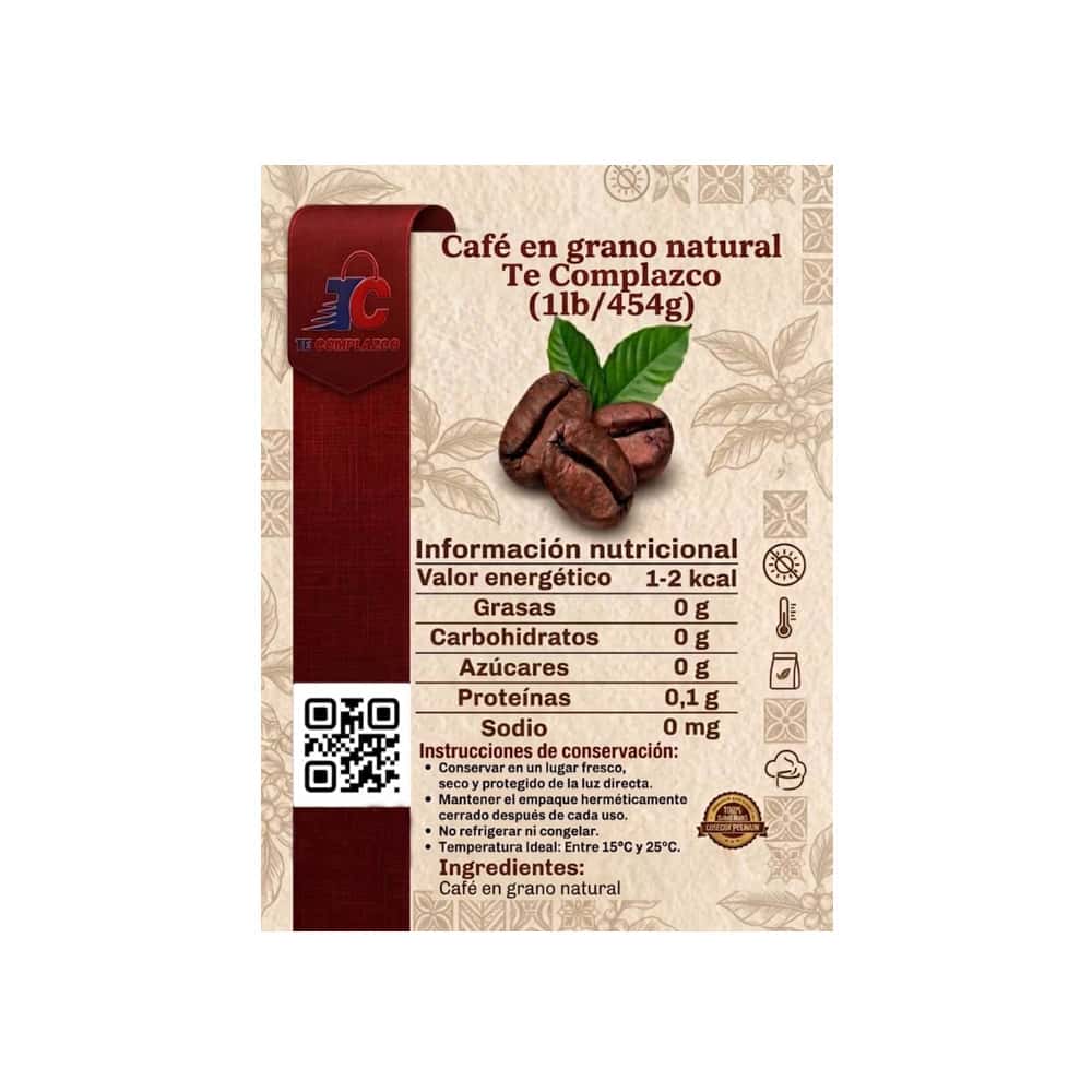 Café en grano natural Te Complazco (454 g / 1 lb) - Miniatura 3