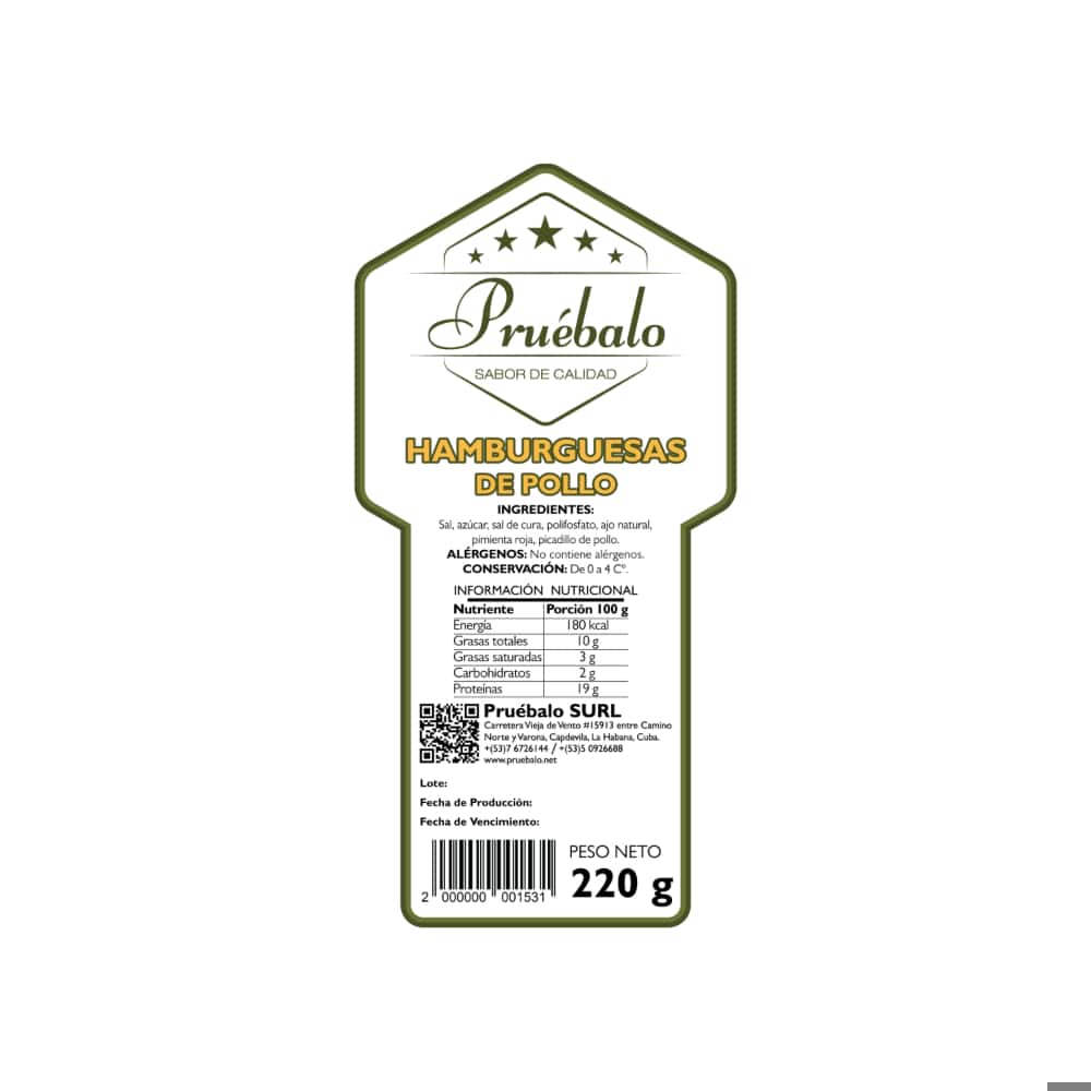 Hamburguesas de pollo Pruébalo (220 g / 7.76 oz) - Miniatura 3