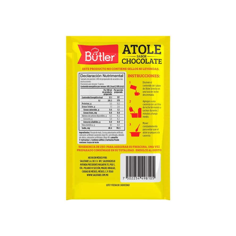 Fécula de maíz para preparar atole sabor chocolate Bütler (43 g / 1.5 oz) - Miniatura 2