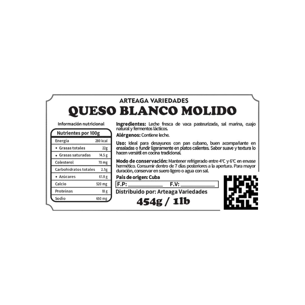 Queso blanco molido Arteaga Variedades (454 g / 1 lb) - Miniatura 2
