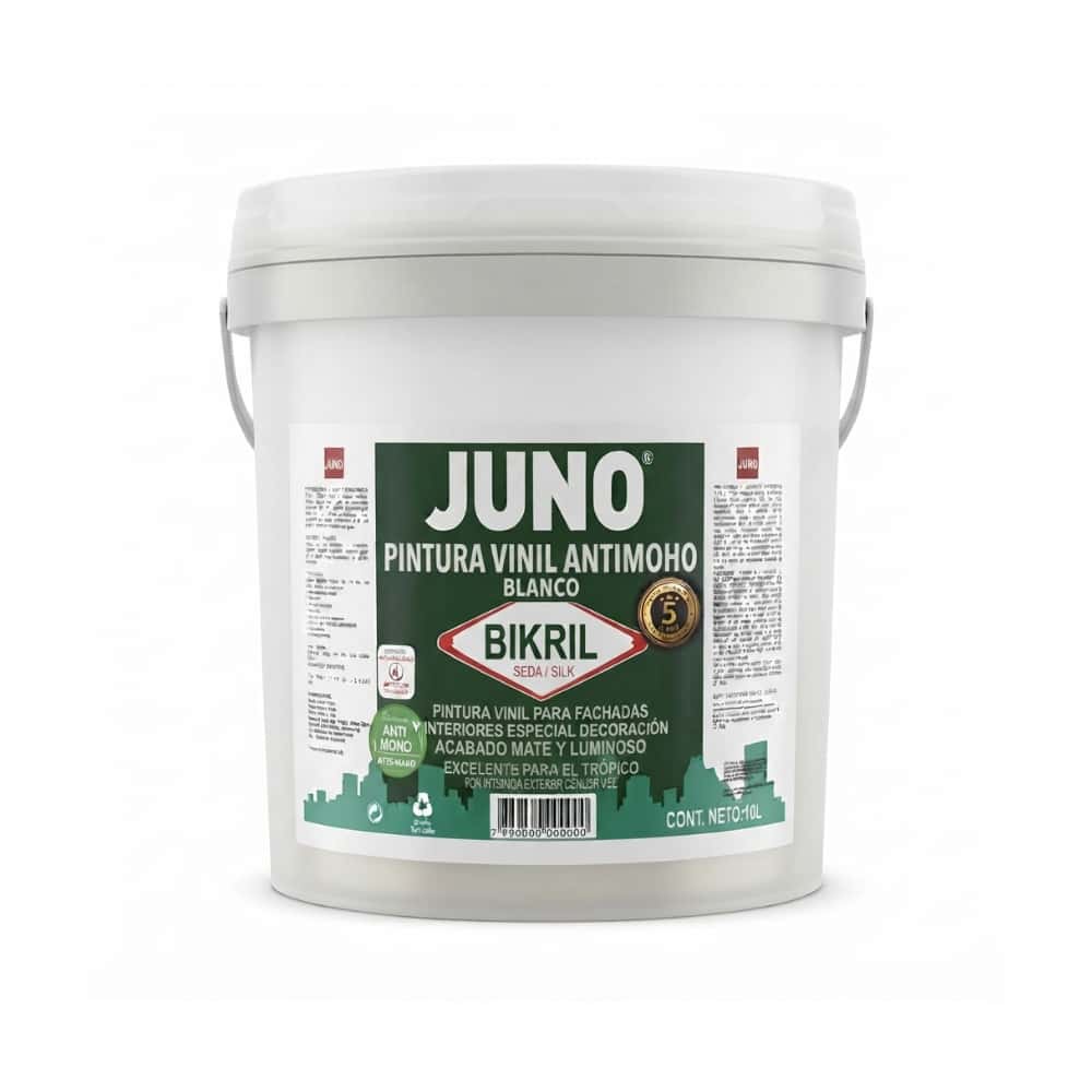 Pintura vinílica antimoho blanca seda JUNO BIKRIL (10 L) - Miniatura 1