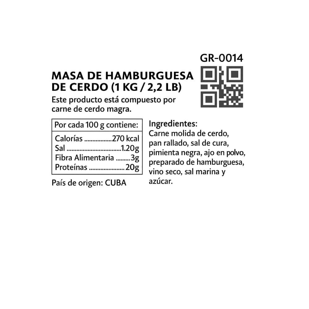 Masa de Hamburguesa de cerdo El Favorito (1 kg / 2.2 lb) - Miniatura 5