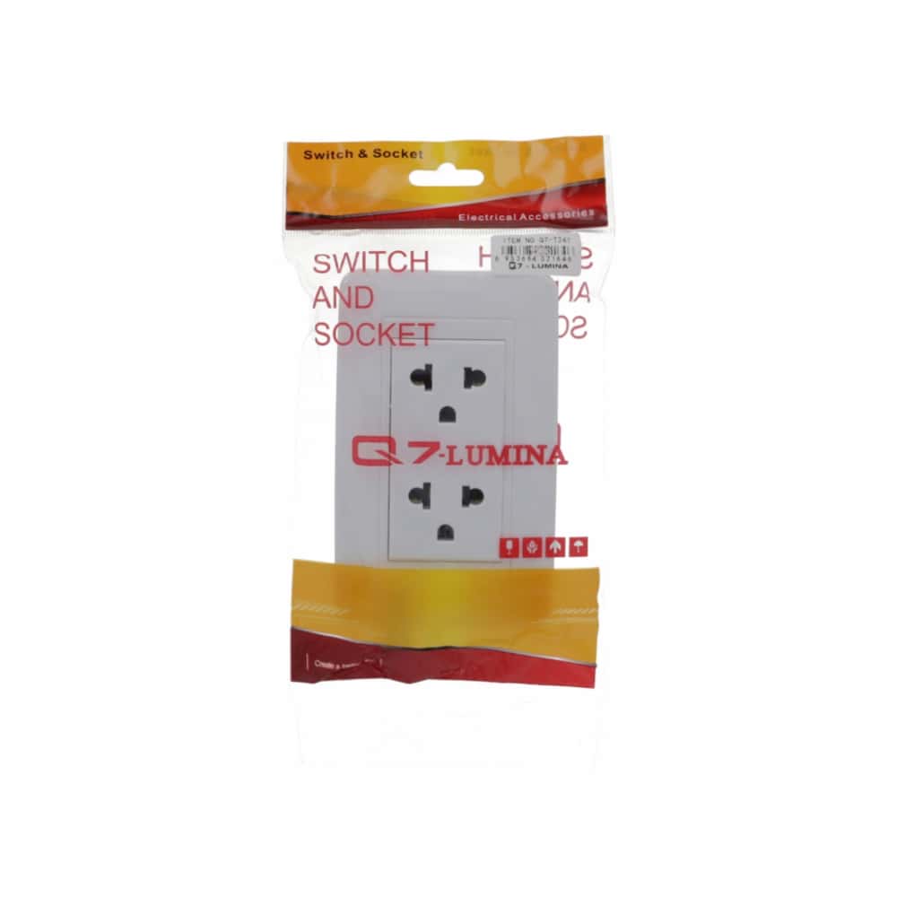 Tomacorriente doble con tapa blanca - 15 A y 127 V - Q7-Lumina - Miniatura 2