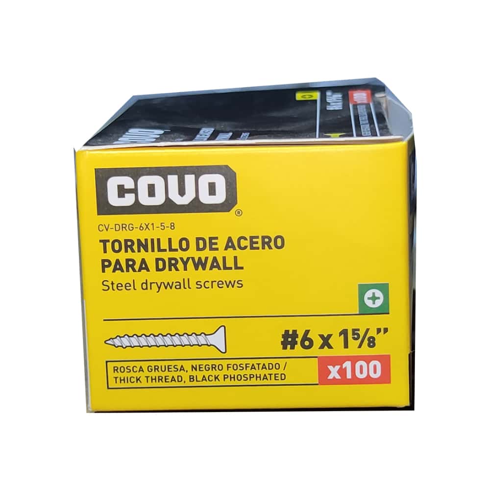 Caja de 100 tornillos de acero para paneles de yeso - pladur o drywall - #6 x 1-5/8" Covo - Miniatura 9