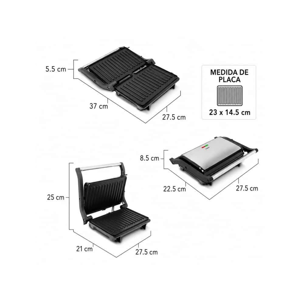 Parrilla eléctrica panini 1000 W RCA RC-123G - Miniatura 2