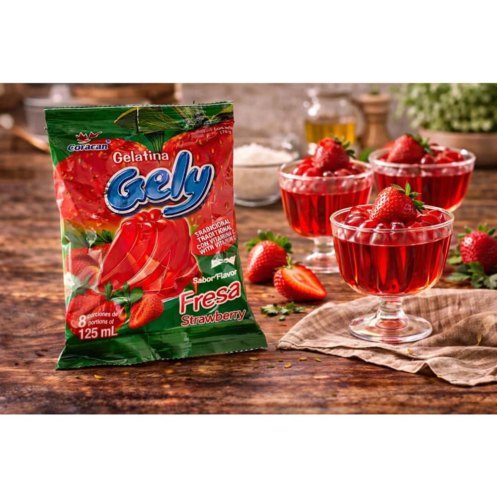 Gelatina sabor fresa Gely (170 g / 6 oz) - Miniatura 4