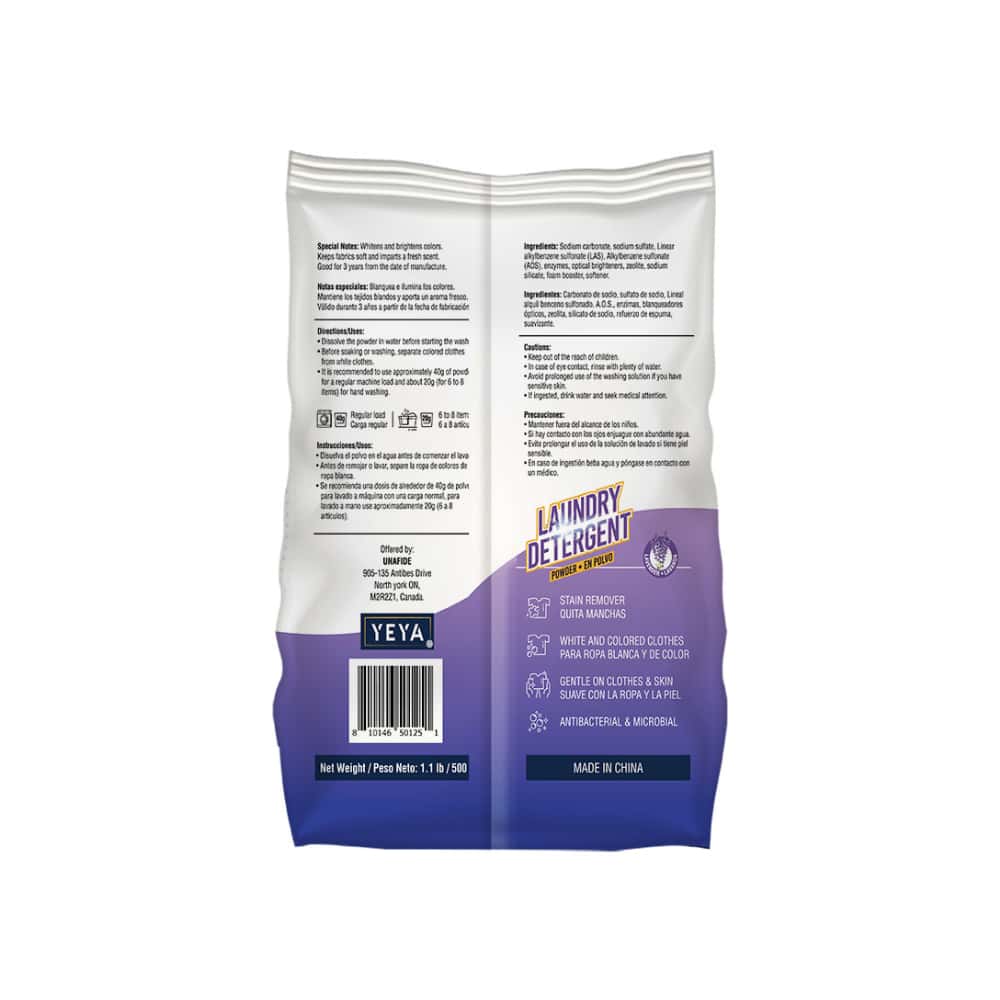 Detergente en polvo con aroma a lavanda YEYA (25 x 500 g / 1.1 lb) - Miniatura 3