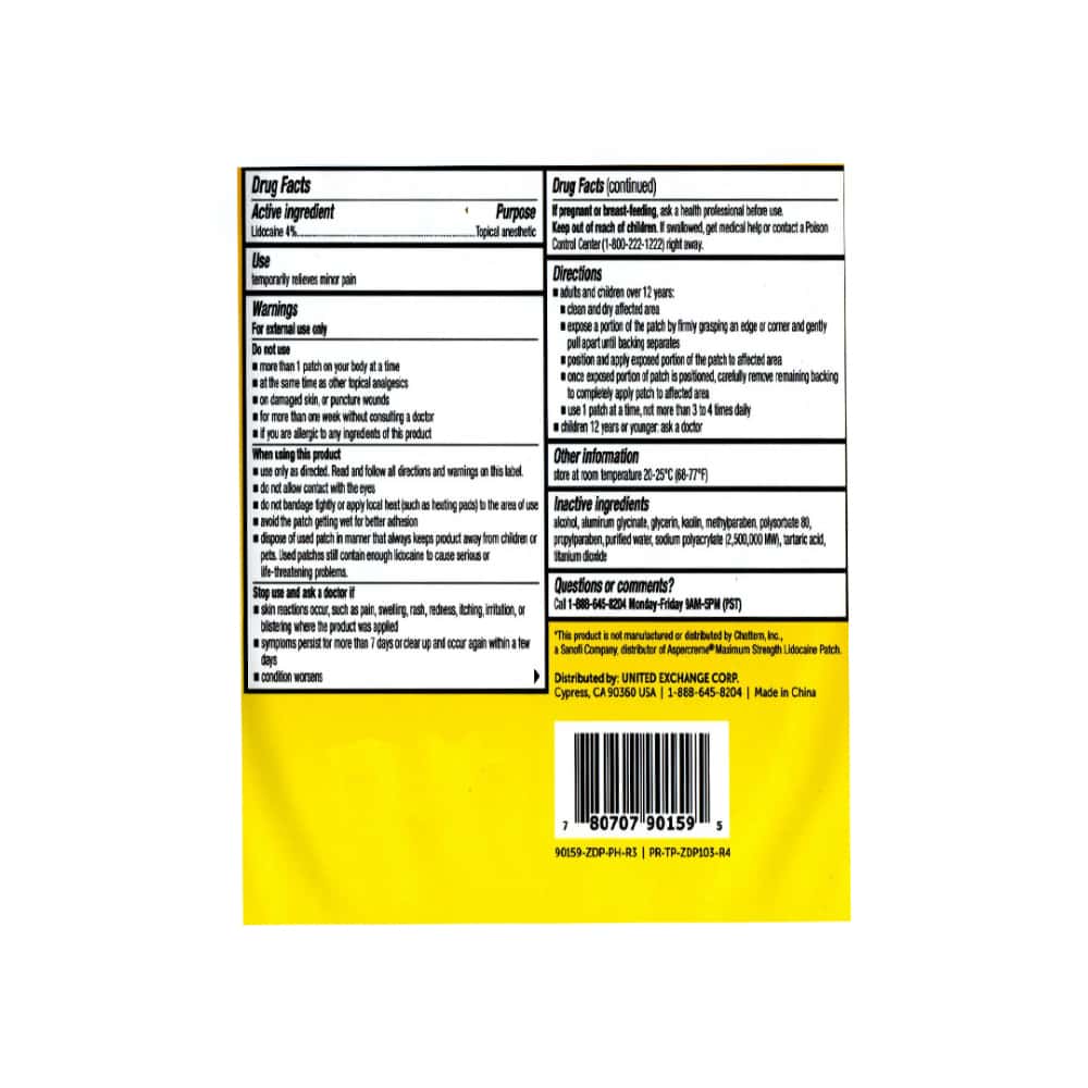 Parche analgésico de máxima potencia con lidocaína al 4% Coralite (10 cm x 14 cm / 3.9 in x 5.5 in) - Miniatura 2