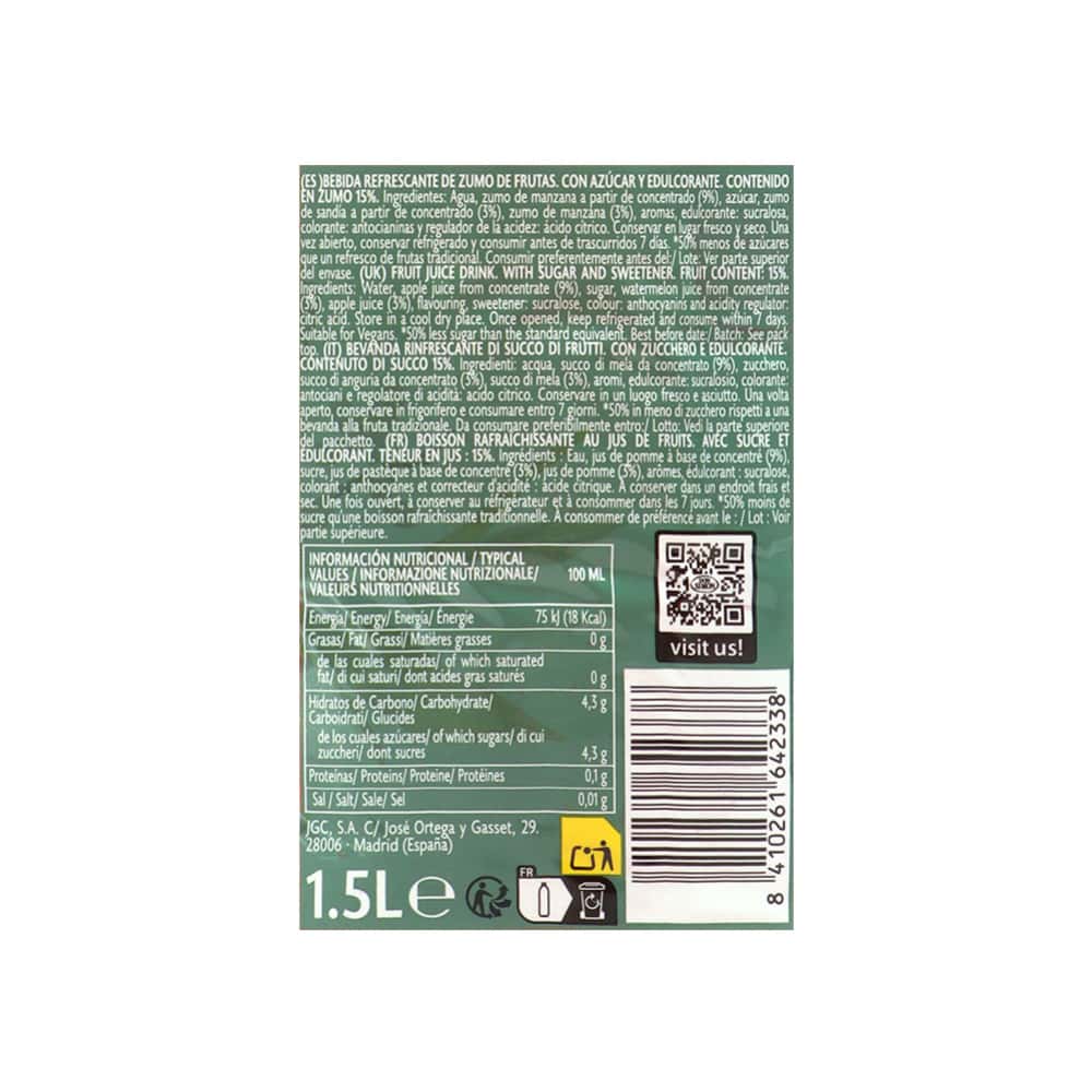 Bebida refrescante de zumo de frutas de sandía -melón- light Don Simón (1.5 L) - Miniatura 3