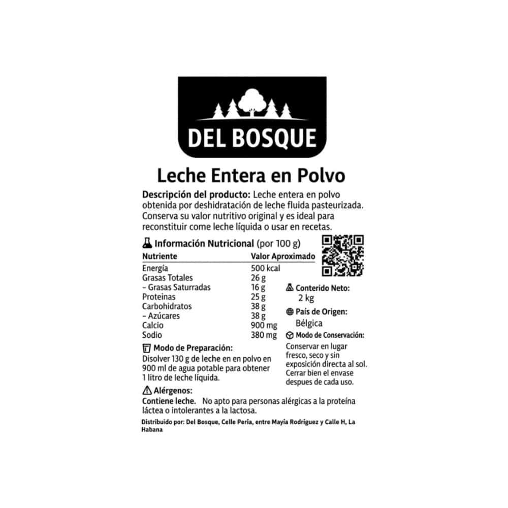 Leche en polvo entera Del Bosque (2 kg / 4.4 lb) - Miniatura 2