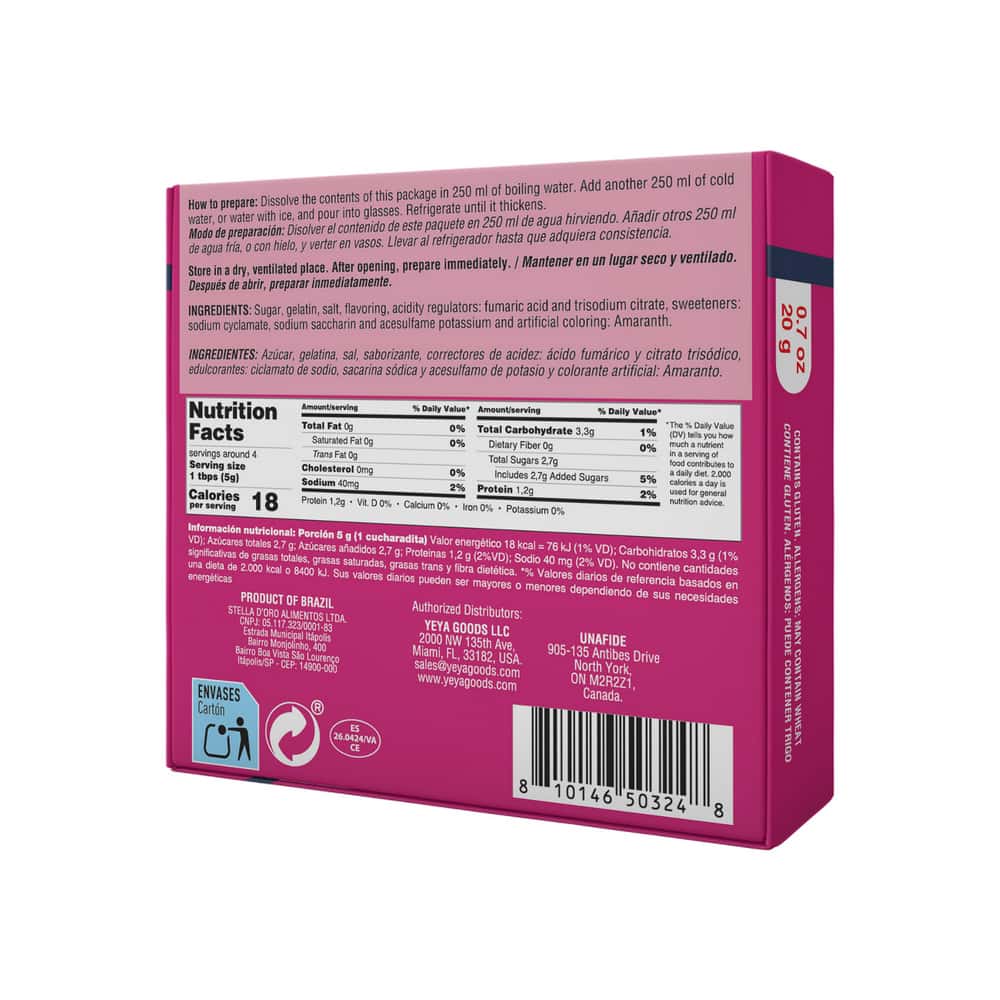 Gelatina sabor frambuesa YEYA (20 g) - Miniatura 2