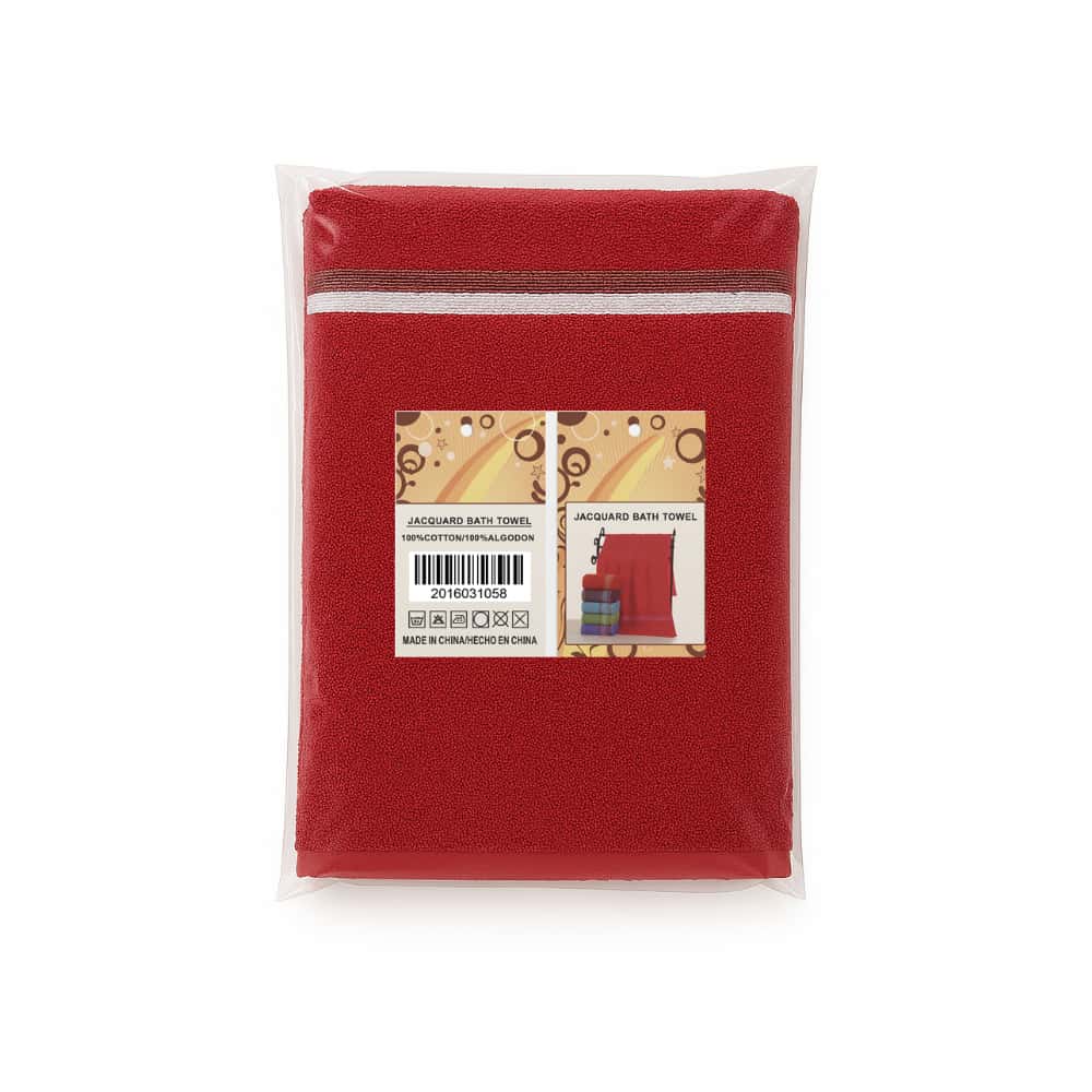 Toalla de baño roja 140 cm x 71 cm Jacquard - Miniatura 2