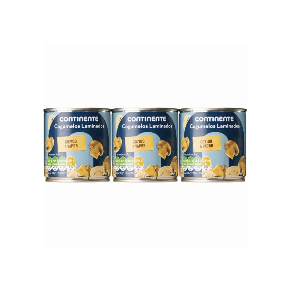 Champiñones laminados en lata Continente (3 x 185 g / 6.53 oz) - Miniatura 1