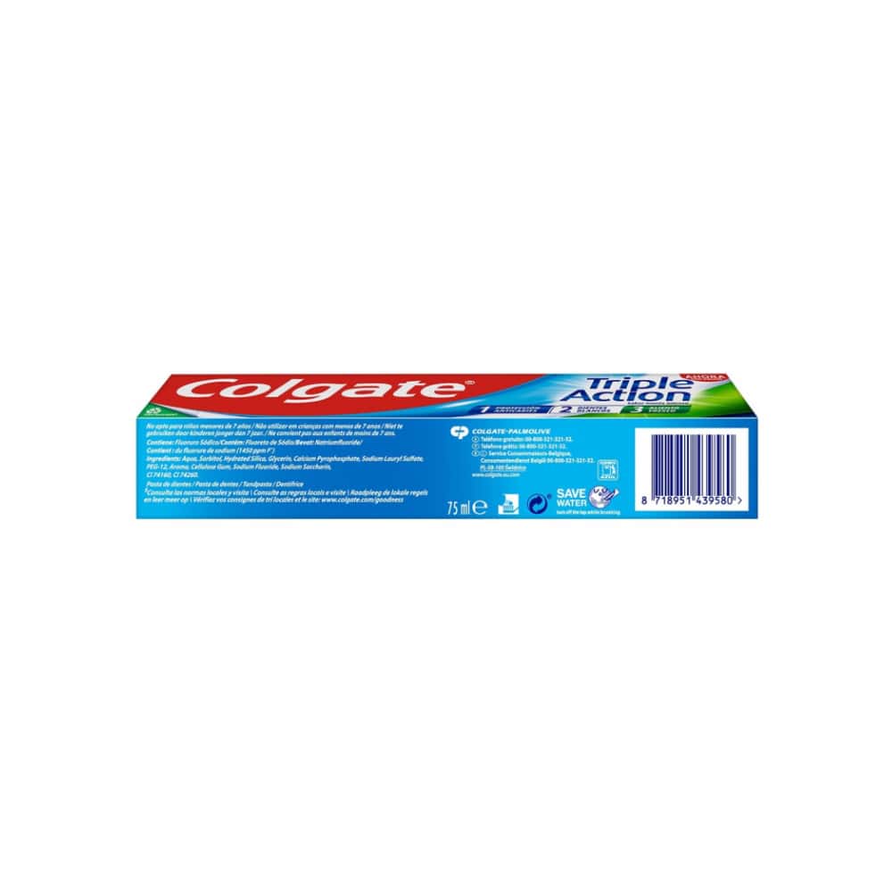 Pasta de dientes triple acción sabor menta intenso Colgate (12 x 75 ml) - Miniatura 3